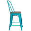 Tabouret de bar ou de comptoir en métal Marian avec dossier et siège en bois Marian-2127243144-2127243145-2101696441