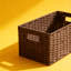 Panier de rangement en rotin tissé à la main, boîte de rangement tissée pour l'organisation à la maison, bac de rangement décoratif pour le salon, la chambre à coucher, le placard, la bibliothèque