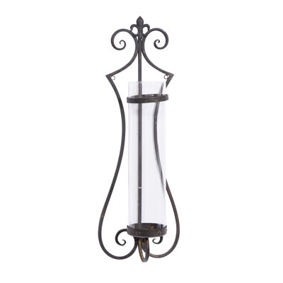 Metal Single Candle Indoor Outdoor Black Wall Sconce