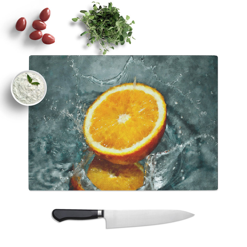 Sliced Orange Fruit Chopping Board, 0.4cm H x 28.5cm W x 39cm L