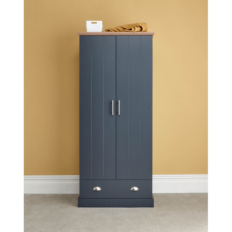 Brielle 2 Door Manufactured Wood Wardrobe, Dark Gray