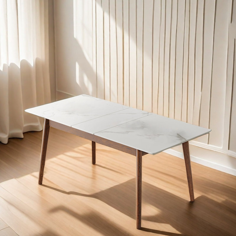 Modern Rock Slab Solid Wood Extendable Dining Table