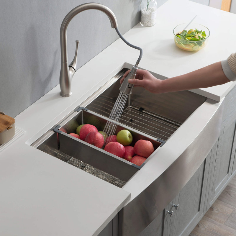 KIBI 22'' W Single Bowl Stainless Steel Farmhouse Kitchen Sink 0