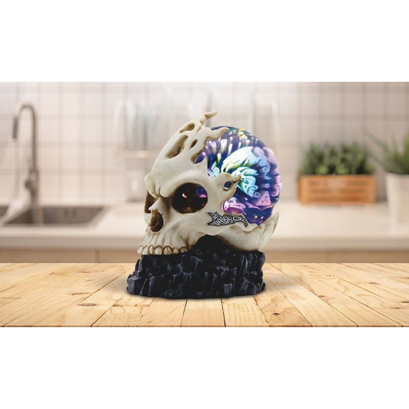 Figurine crâne en verre 6,75 "avec lumière DEL