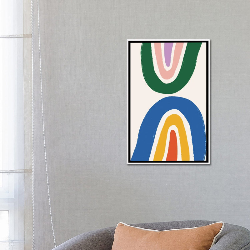 Double arc-en-ciel-impression d’art, Pas de tapis, H 26 po x l 18 po x 1,5 po, Toile blanche encadrée