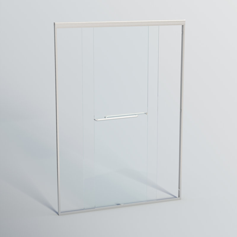 4448 In. W X 72 In. H Double Sliding Shower Door, Semiframeless Bypass Bathroom Sliding Door With 1/4" (6Mm) Tempered Glass For Walkin Shower, Brushed Nickel 24D0348BNX