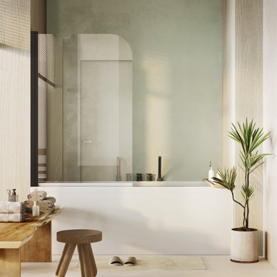 Porte de douche sans cadre 32 po x 55 po - Verre trempé transparent rotatif à 180 ° 1/4 po (6 mm) - Noir mat réversible Certifié cUPC
