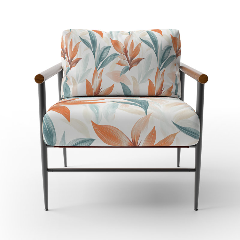 Chaise d'appoint floral - Fauteuil Paradise, Bras ronds bruns