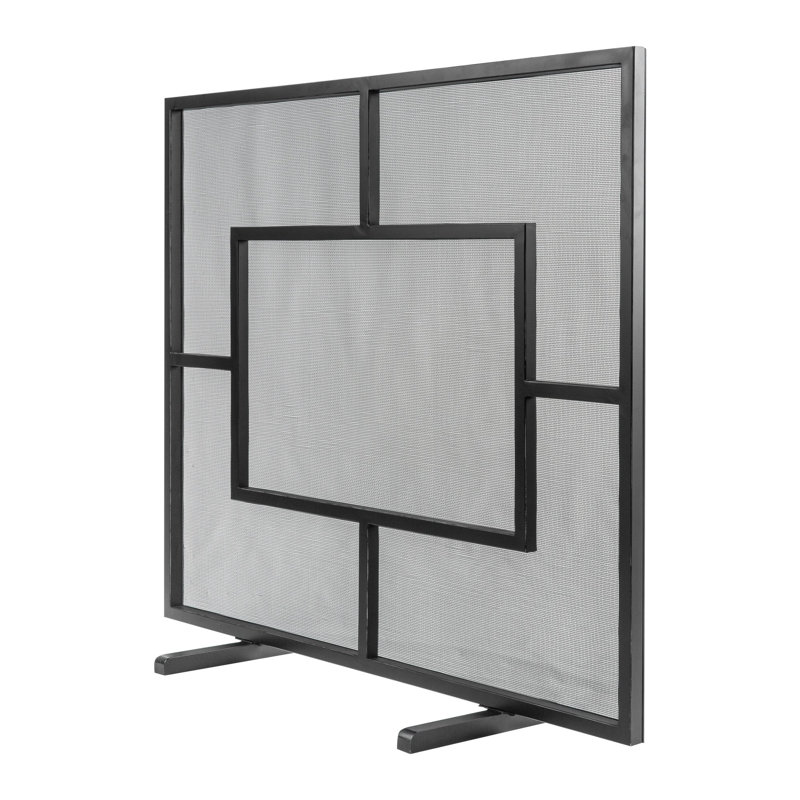 Chelsea Steel Fireplace Screen, Flat Black