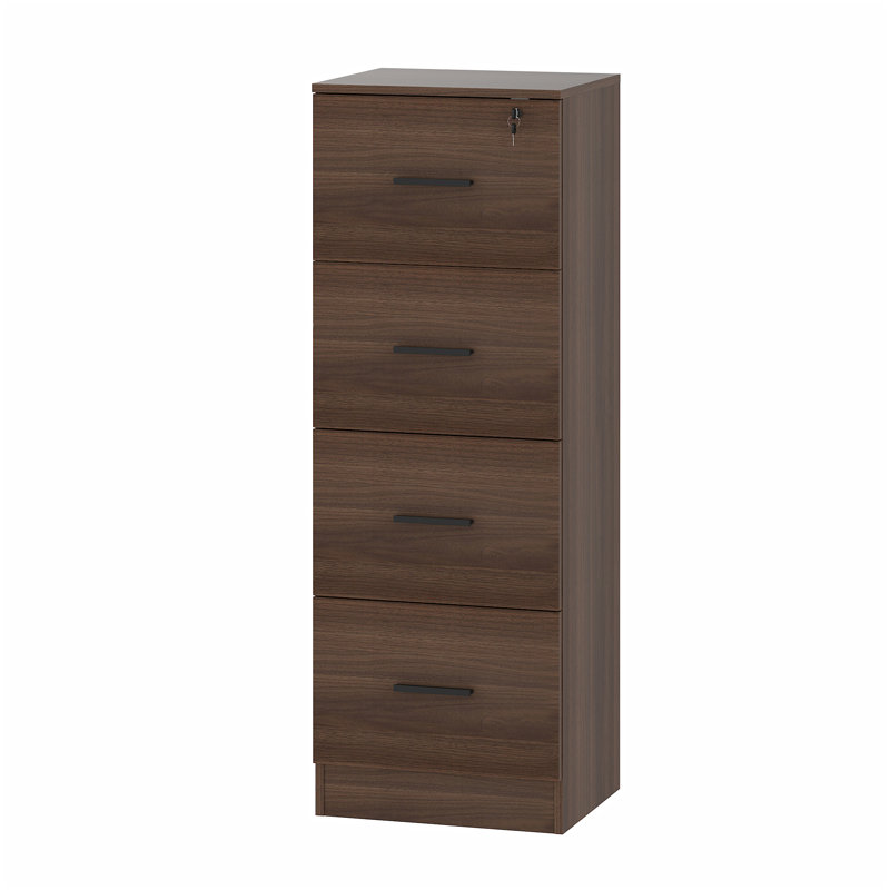 Latitude Run® File Cabinet, 4 Drawer Wood Lateral Filing Cabinet With Lock OLFC008, Walnut