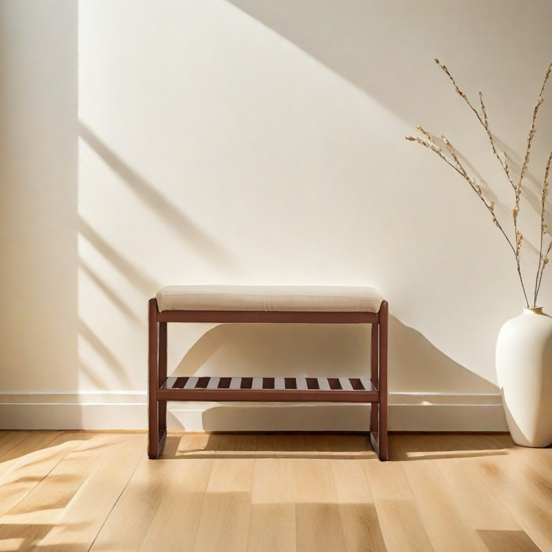 Banc de rangement pour chaussures en chêne - mousse à mémoire de forme nuage & amp; Deux tablettes
