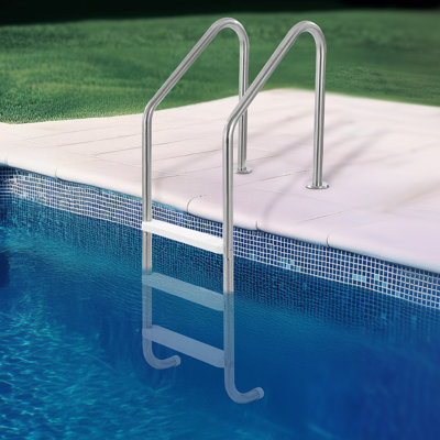 3-Step Stainless Steel Pool Ladder of 2 Handrails Loads 265 lb for 48-54 In Pool