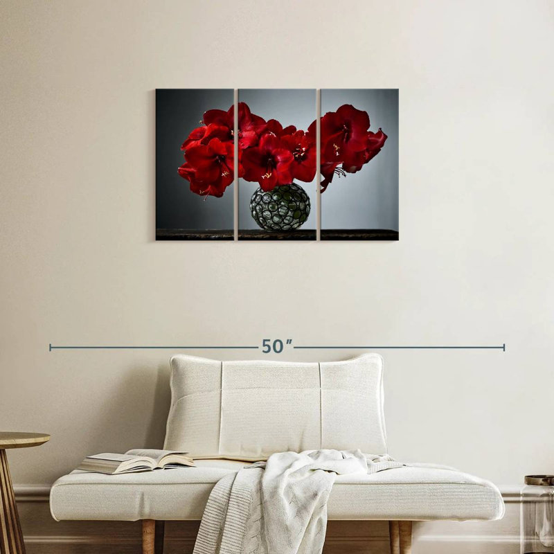Bouquet de fleurs rouges Harnek, H 20 po x l 33 po