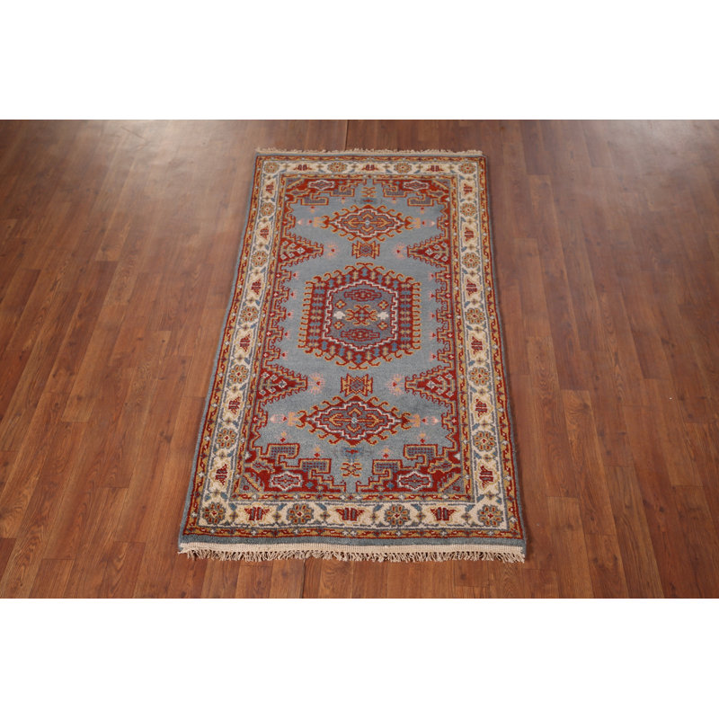 Tapis décoratif bleu à motif oriental traditionnel 3 x 5