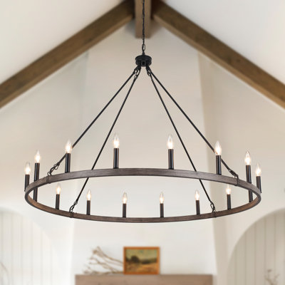 Moomal Candle Style Dimmable Wagon Wheel Chandelier