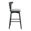 Tabouret de bar d'intérieur en bois Doria, finition noire avec revêtement gris, ensemble de 4