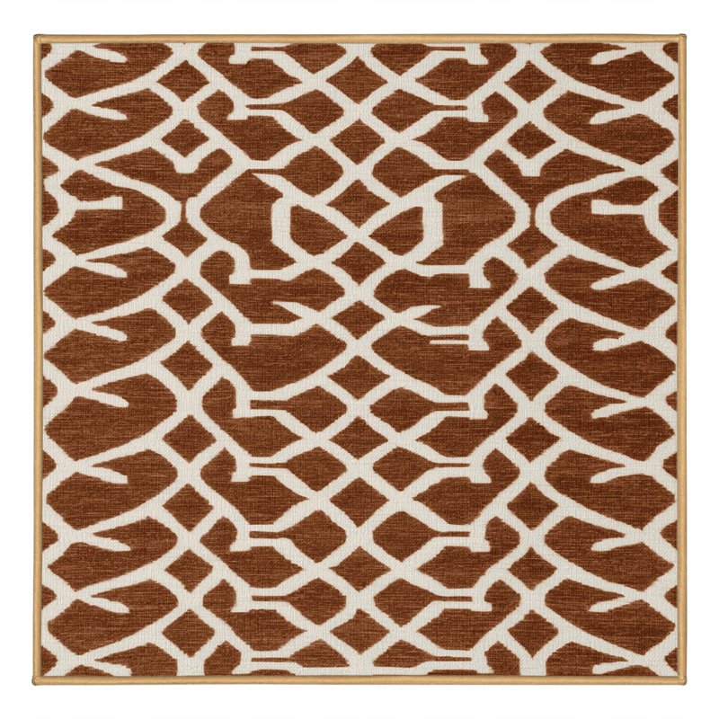 Tapis brun treillis lavable à la machine, Carré 7 pi