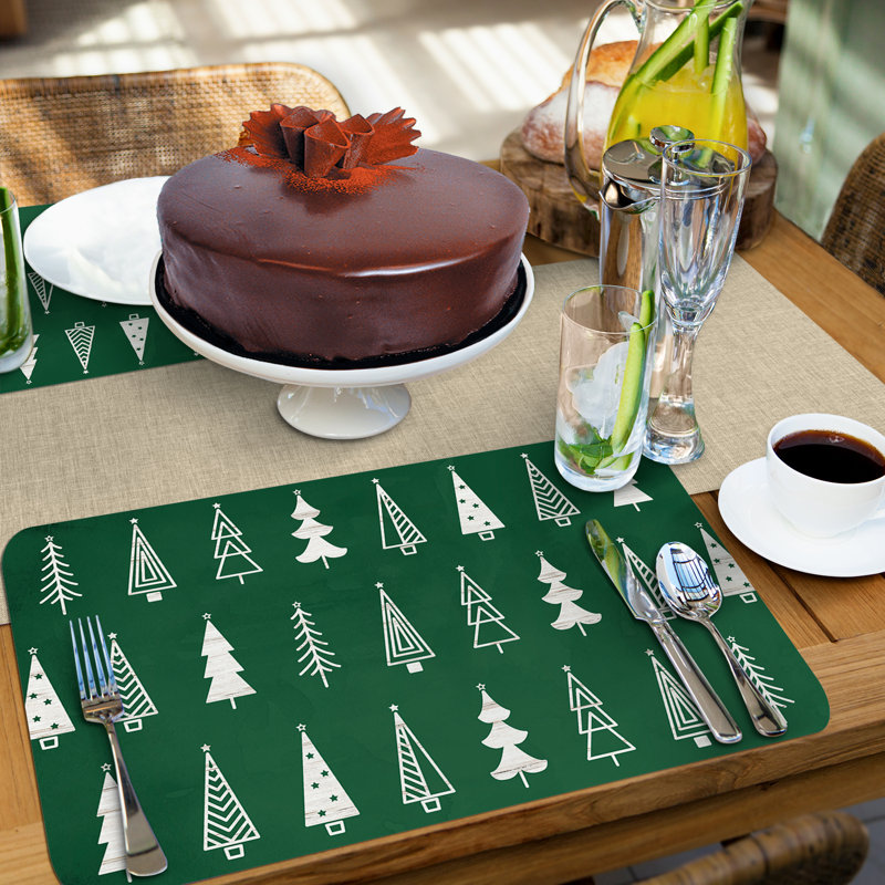 Scandinavian Christmas Reversible Plastic Placemats Set of 4