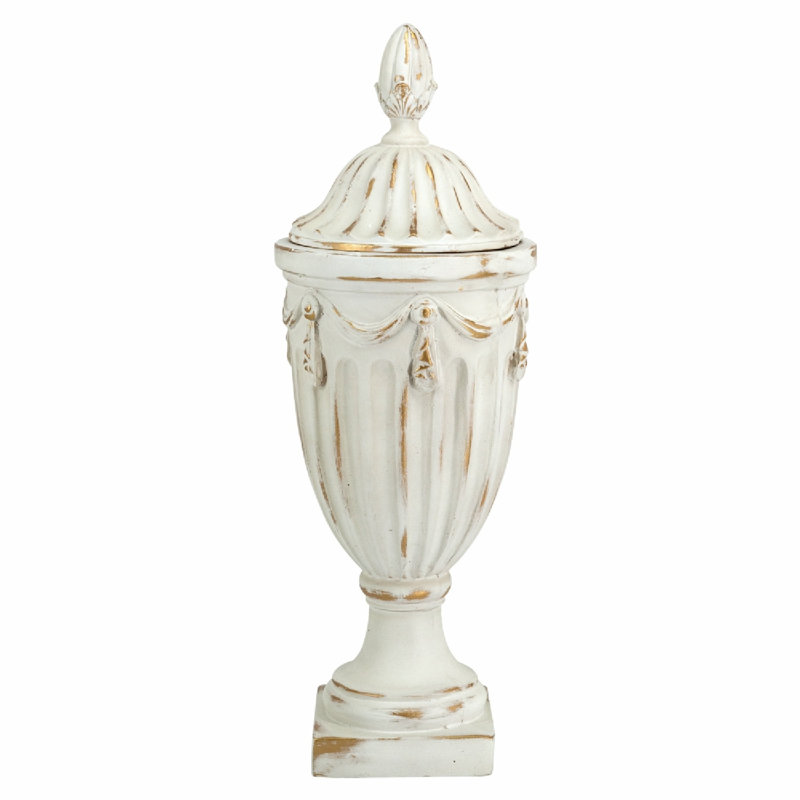 Vase piédestal avec couvercle - 8,5 x 8,5 x 17 po