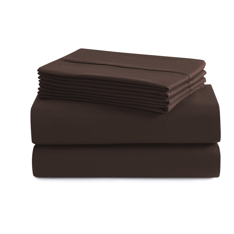 Ensemble de draps luxueux en microfibre douce avec taies d'oreiller en prime, Brun