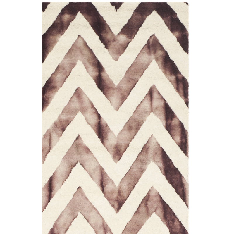 Vandermark Hand Tufted Wool/Cotton Geometric Rug in Maroon/Ivory, Runner 2'3" x 12'
