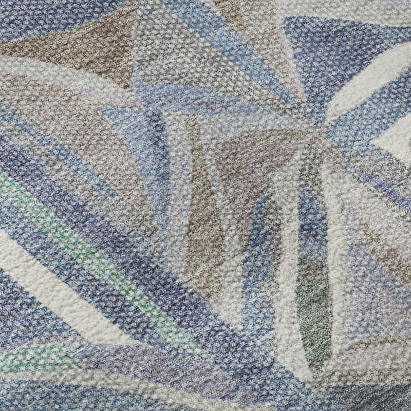 Premium Machine Washable Mayfield AMF2253 Geometric Rug, Denim, 2'6" x 3'10"