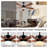 60'' Modern 5-blade Ceiling Fan With Led Light & Remote Control, Reversible Motor, Walnut Solid Wood Blades – Black Finish