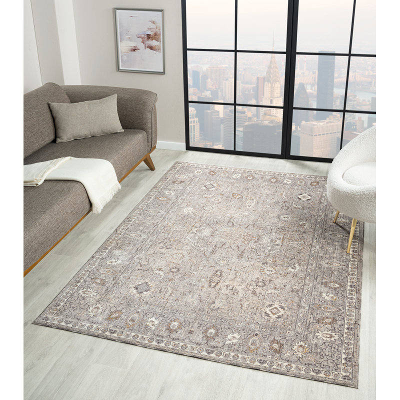 Tapis gris Faren 7 pi 10 po x 10 pi 6 po United Weavers Faren