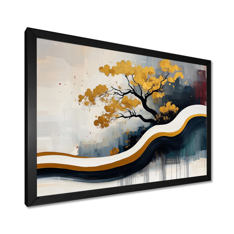 «Abstract Bonzai Roots and Reflections - Abstract Still Lifes», art mural abstrait, H 12 po x l 20 po, Avec cadre