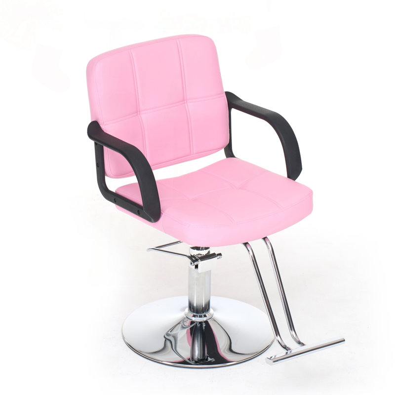 Fauteuil de coiffeur professionnel avec pivotement à 360 ° et hauteur réglable, Pink, Silver