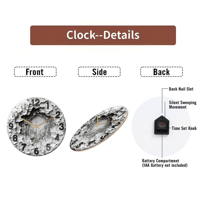 Horloge murale blanche texturée abstraite 12 po