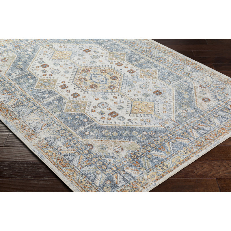 Machine Washable Brown/Blue, Rectangle 160 x 213cm