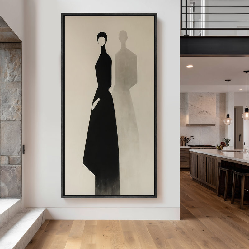 Très grand art mural sur toile encadré - impressions murales rétro pour chambre à coucher, Noir, H 60 po x l 30 po