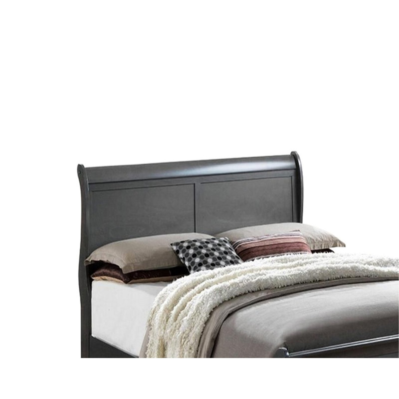 Lit gris, grand lit, ajout de chambre à coucher contemporaine en bois massif, grand, Noir, Grand lit