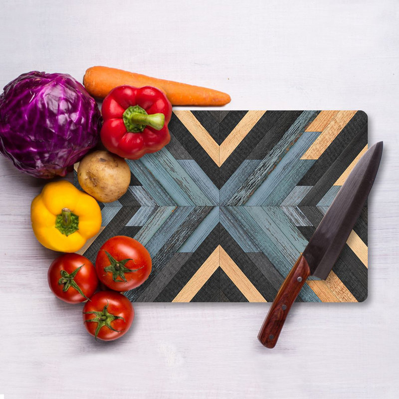 Flourish Tempered Glass Cutting Board, 7.9 x 11.8 inches | 100% Antibacterial, Easy-Clean Surface, Non-Slip Silicone Feet | Perfect for Food Prep & Serving, Durable & Stylish Kitchen Essential, Not Dishwasher Safe