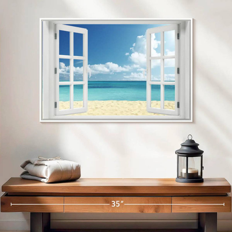 Fenêtre à distance Azemar, 25" X 17", Cadre flottant blanc