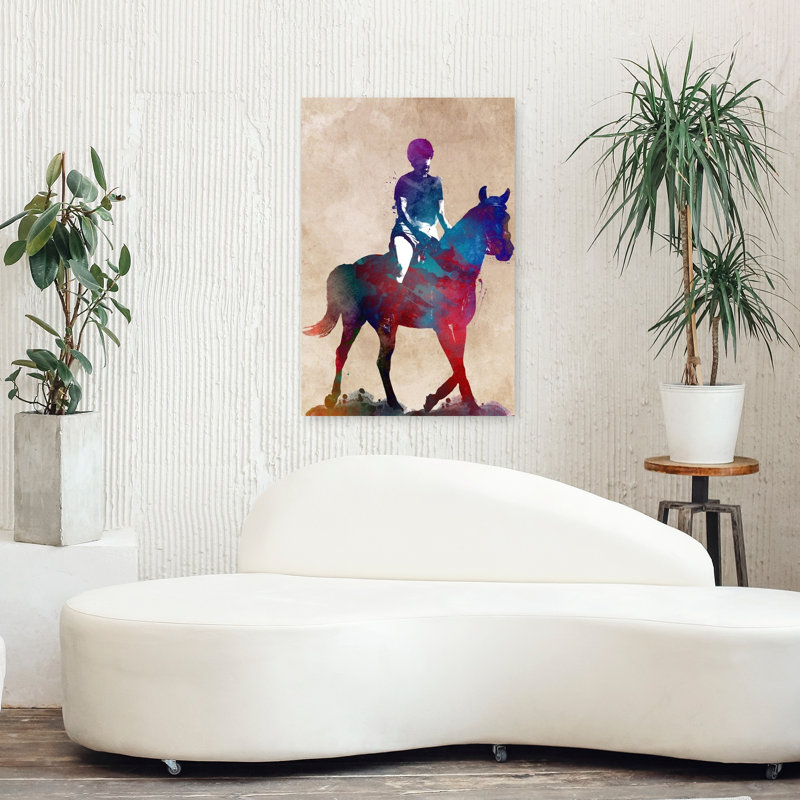 Aquarelle dynamique, art mural cheval contemporain, 36" H x 24" W