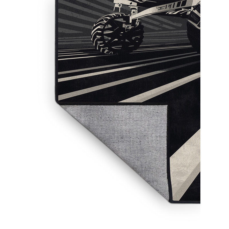 Machine Washable Vehicles And Transportation Lunar Rover Vehicle Modern Geometric Rug in Purple – Black Binding, 5x8
