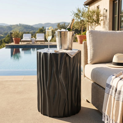 Table d'appoint cylindrique texturée Terracotta Wave