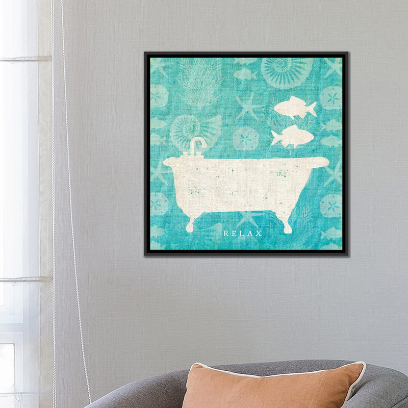 «Pacific Bath I», impression sur toile tendue, H 18 po x l 18 po x P 1,5 po, Pas de tapis, Toile encadrée noire