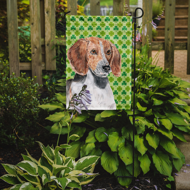 Drapeau de jardin à 2 côtés st. patrick day trèfle, Foxhound anglais