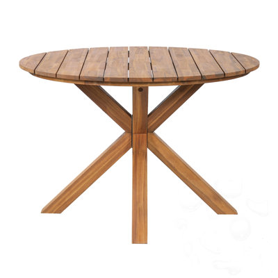 Round Outdoor Dining Table with X-Shaped Base