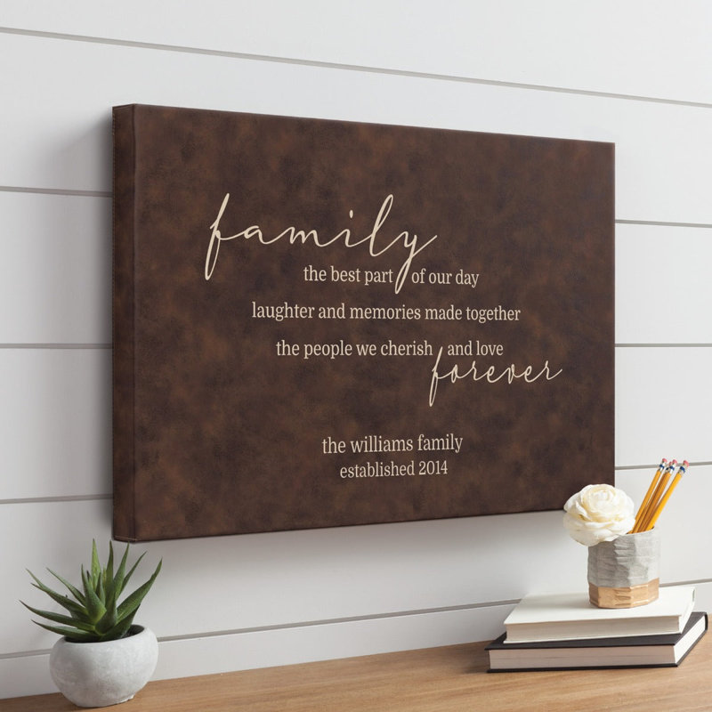Family Forever Personalized Leather 12x18 Canvas
