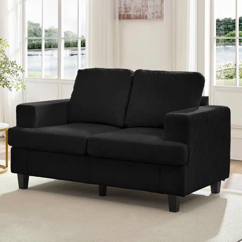 Modern 56" Chenille Loveseat Sofa, Compact 2-seater With Solid Wood Frame For Small Spaces & Apartments, Dark Gray