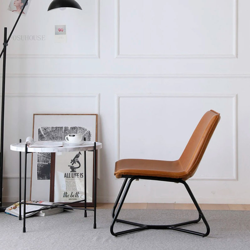 Keertana Faux Leather Accent Chair, Tan Faux Leather
