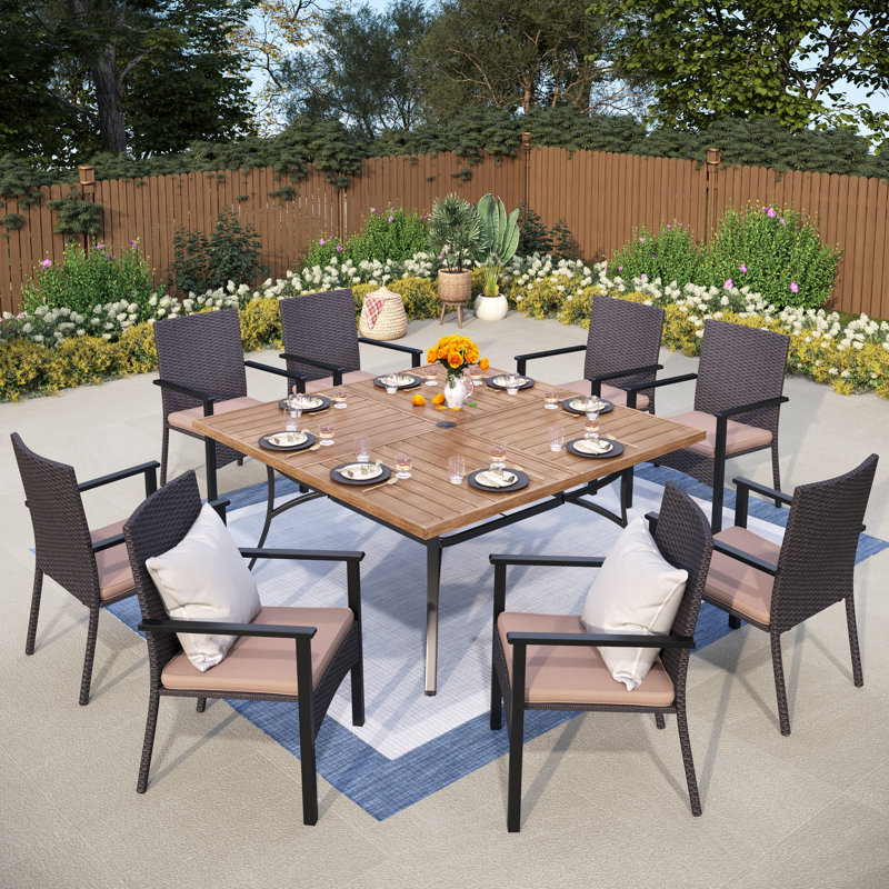 Ensemble de salle à manger 60 personnes avec coussins Ballarat Square, Beige