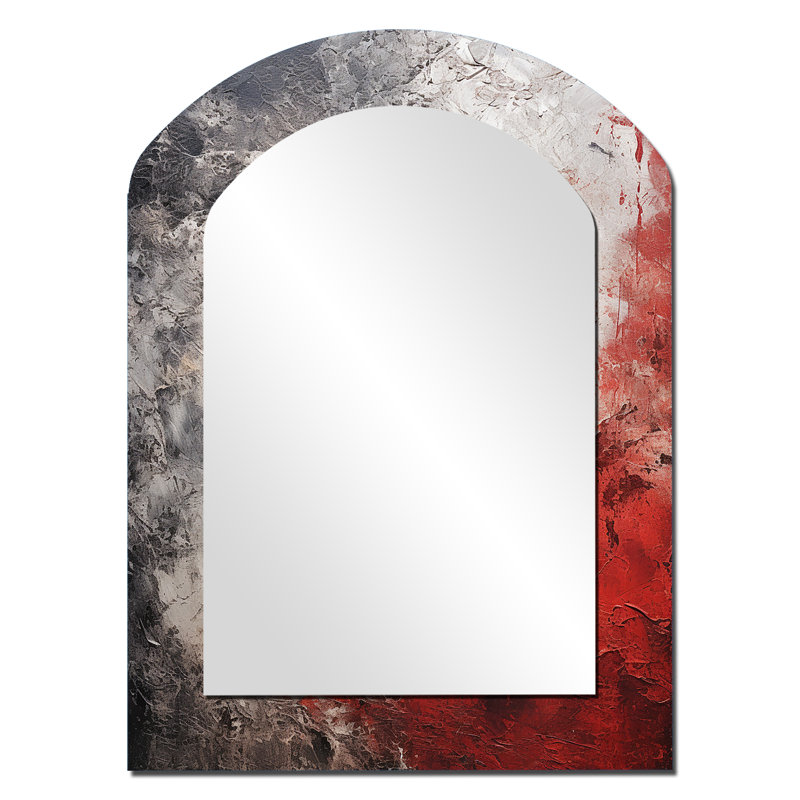 Miroir mural gris et rouge, 34 po x 25 po