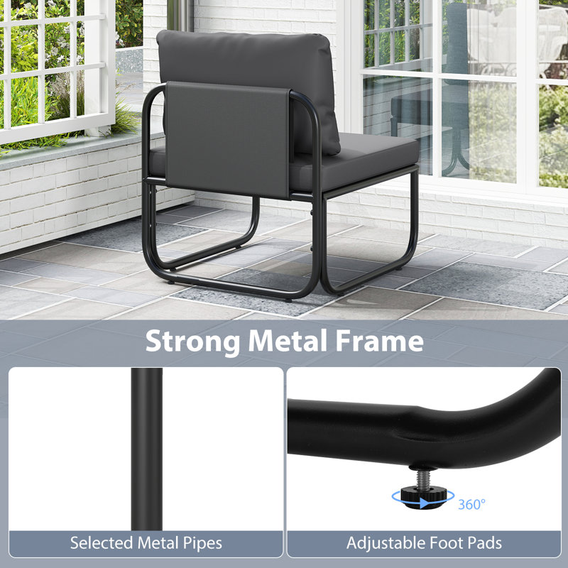 60cm Wide Straight Metal Patio Sofa