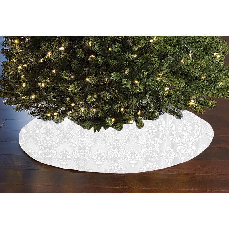 Jupe d'arbre de Noël damassé, Blanc