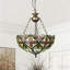 Lustre bol en verre coloré 3 lumières 15,7 "avec finition bronze antique
